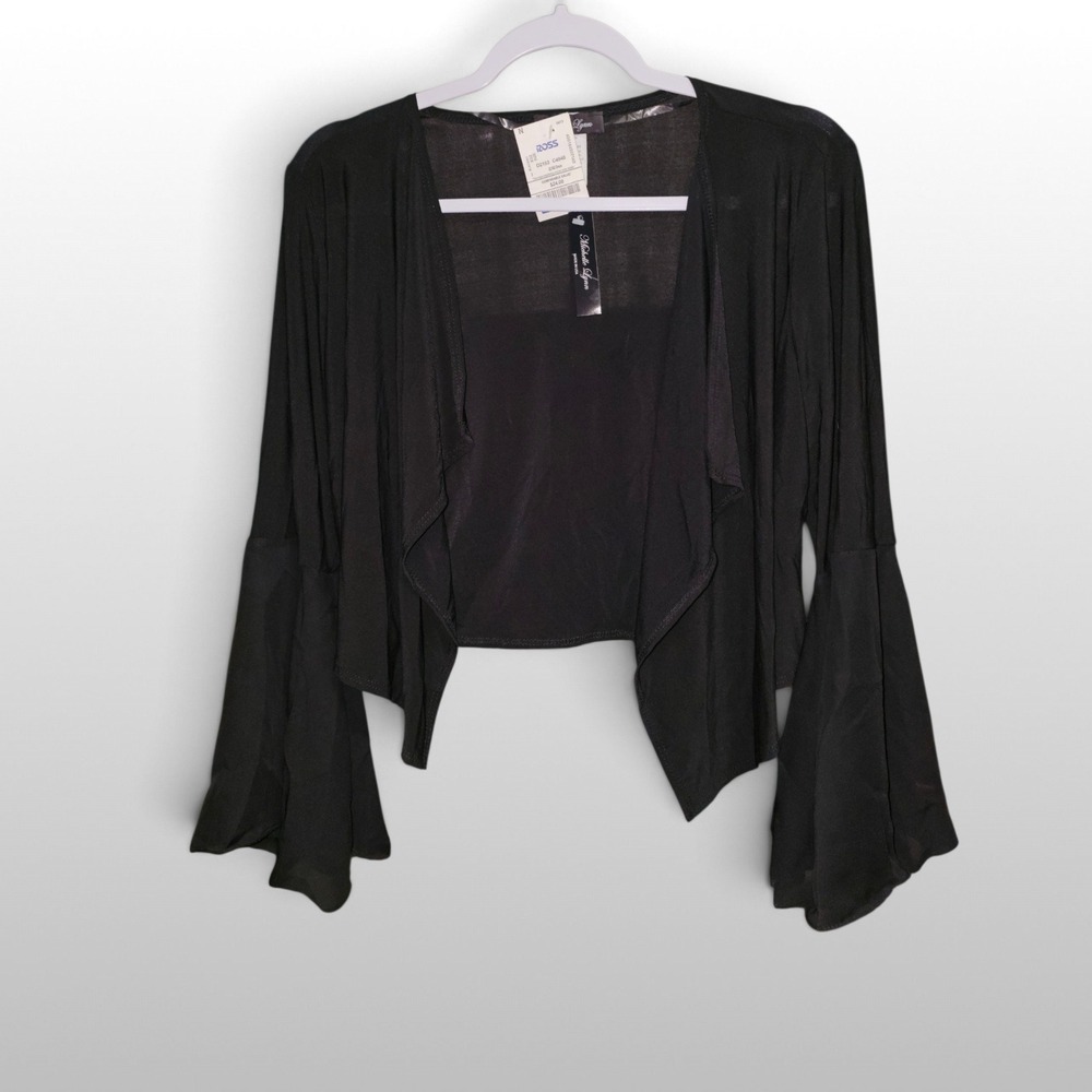 Whimsigoth Shawl Black Cardigan Sheer Bell Sleeve Michelle Lynn S NWT Shrug